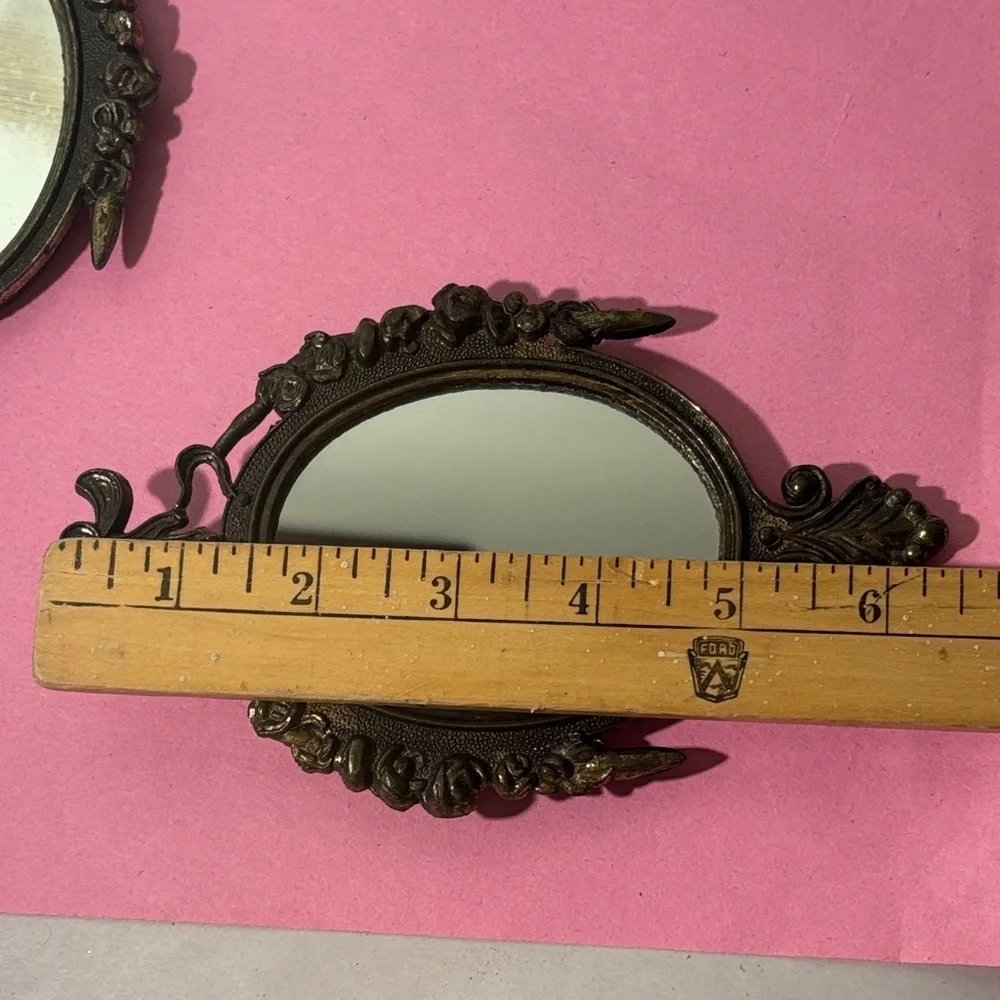 Vintage Ornate Style Bronze Wall Mirrors - Pair